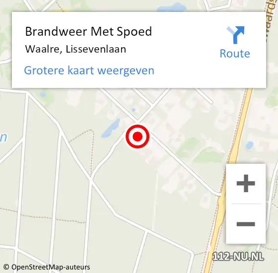 Locatie op kaart van de 112 melding: Brandweer Met Spoed Naar Waalre, Lissevenlaan op 3 september 2021 15:08