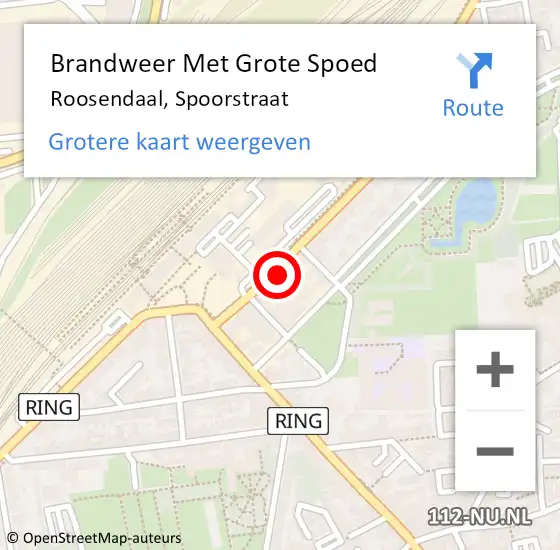 Locatie op kaart van de 112 melding: Brandweer Met Grote Spoed Naar Roosendaal, Spoorstraat op 3 september 2021 15:18