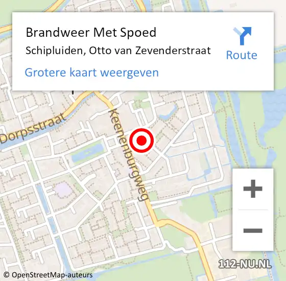 Locatie op kaart van de 112 melding: Brandweer Met Spoed Naar Schipluiden, Otto van Zevenderstraat op 3 september 2021 15:21