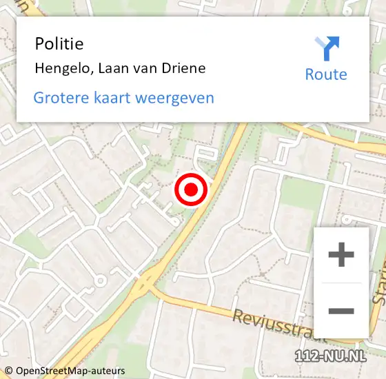 Locatie op kaart van de 112 melding: Politie Hengelo, Laan van Driene op 3 september 2021 15:23