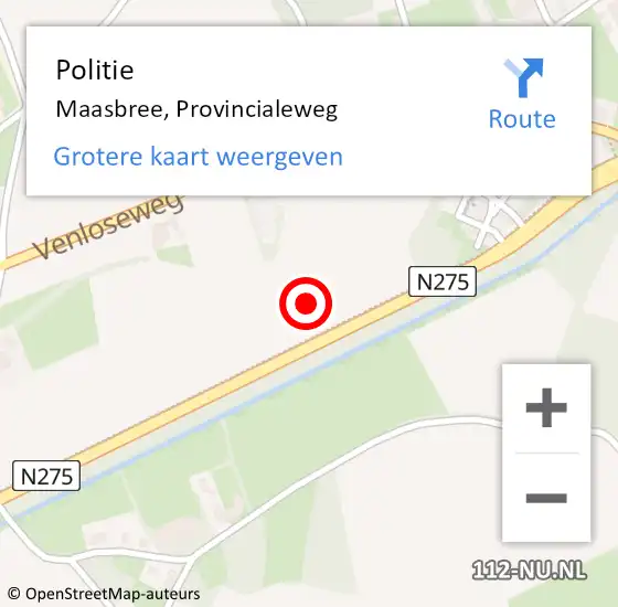 Locatie op kaart van de 112 melding: Politie Maasbree, Provincialeweg op 3 september 2021 15:25