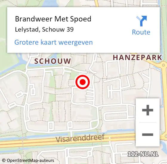 Locatie op kaart van de 112 melding: Brandweer Met Spoed Naar Lelystad, Schouw 39 op 3 september 2021 15:27