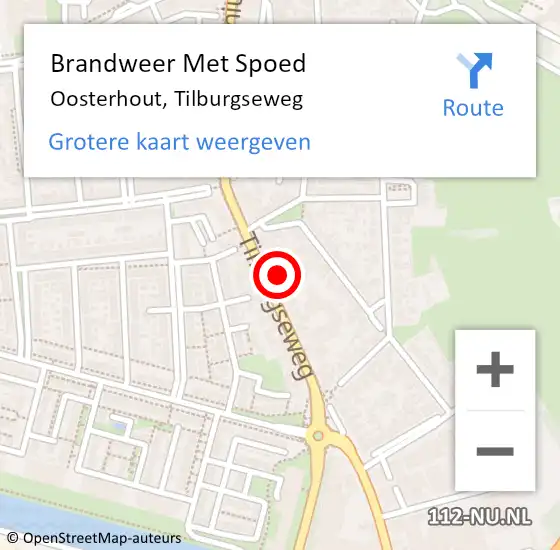 Locatie op kaart van de 112 melding: Brandweer Met Spoed Naar Oosterhout, Tilburgseweg op 3 september 2021 15:41