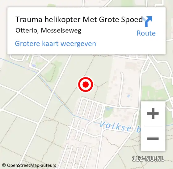 Locatie op kaart van de 112 melding: Trauma helikopter Met Grote Spoed Naar Otterlo, Mosselseweg op 3 september 2021 15:45