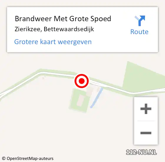 Locatie op kaart van de 112 melding: Brandweer Met Grote Spoed Naar Zierikzee, Bettewaardsedijk op 3 september 2021 15:51