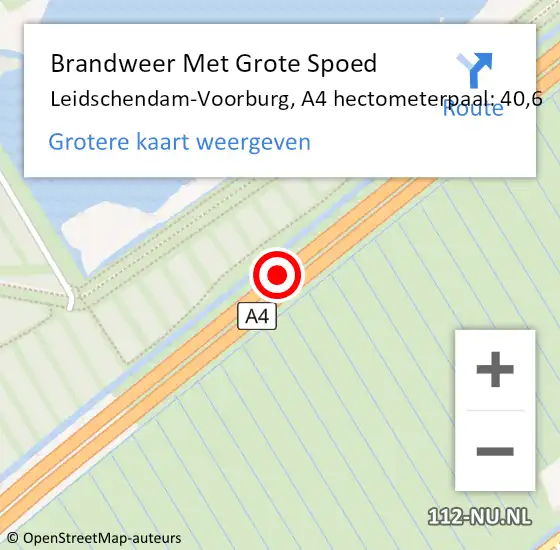 Locatie op kaart van de 112 melding: Brandweer Met Grote Spoed Naar Leidschendam-Voorburg, A4 hectometerpaal: 40,6 op 3 september 2021 16:14