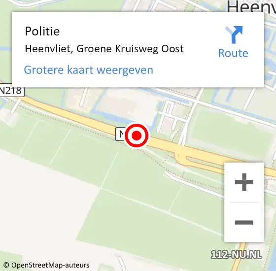 Locatie op kaart van de 112 melding: Politie Heenvliet, Groene Kruisweg Oost op 3 september 2021 16:22