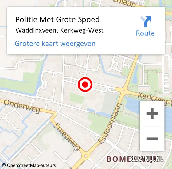 Locatie op kaart van de 112 melding: Politie Met Grote Spoed Naar Waddinxveen, Kerkweg-West op 3 september 2021 16:23