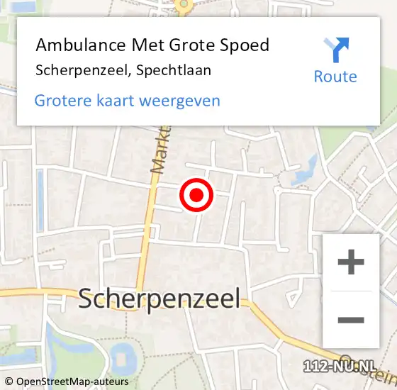 Locatie op kaart van de 112 melding: Ambulance Met Grote Spoed Naar Scherpenzeel, Spechtlaan op 3 september 2021 16:37