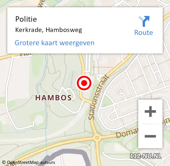 Locatie op kaart van de 112 melding: Politie Kerkrade, Hambosweg op 3 september 2021 16:48