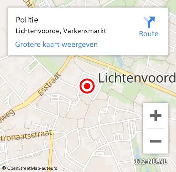 Locatie op kaart van de 112 melding: Politie Lichtenvoorde, Varkensmarkt op 3 september 2021 16:51