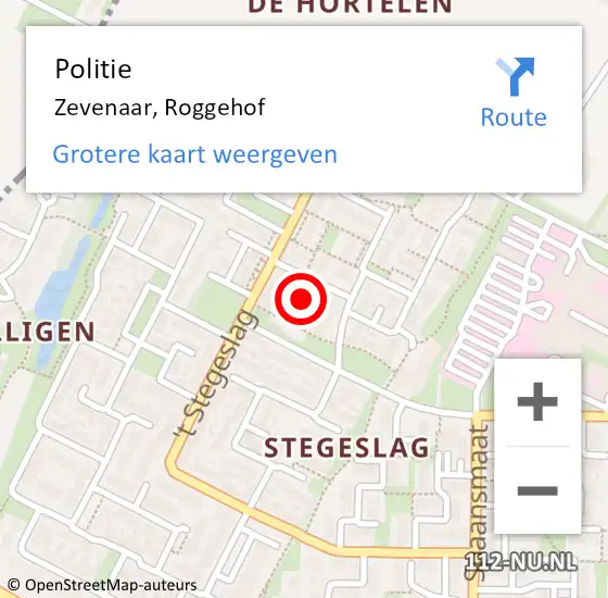 Locatie op kaart van de 112 melding: Politie Zevenaar, Roggehof op 3 september 2021 17:06