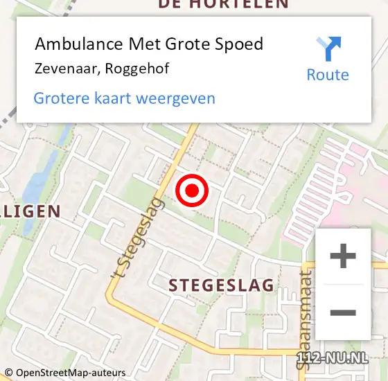 Locatie op kaart van de 112 melding: Ambulance Met Grote Spoed Naar Zevenaar, Roggehof op 3 september 2021 17:06