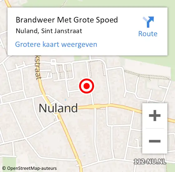 Locatie op kaart van de 112 melding: Brandweer Met Grote Spoed Naar Nuland, Sint Janstraat op 3 september 2021 17:41