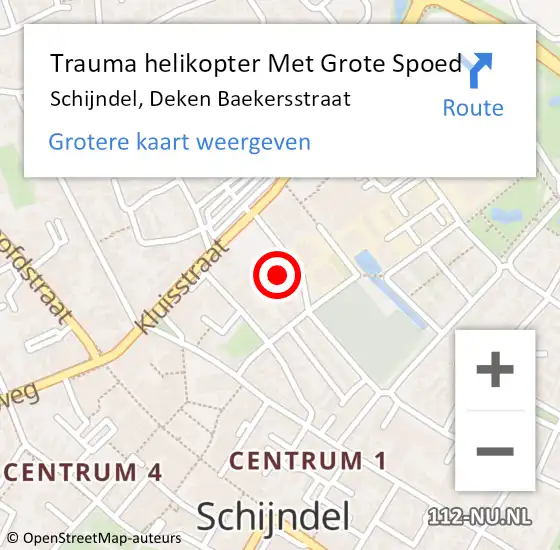 Locatie op kaart van de 112 melding: Trauma helikopter Met Grote Spoed Naar Schijndel, Deken Baekersstraat op 3 september 2021 17:44