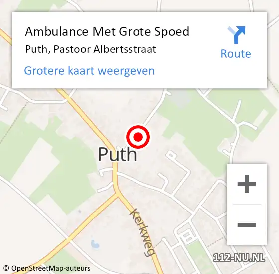 Locatie op kaart van de 112 melding: Ambulance Met Grote Spoed Naar Puth, Pastoor Albertsstraat op 21 juni 2014 18:09