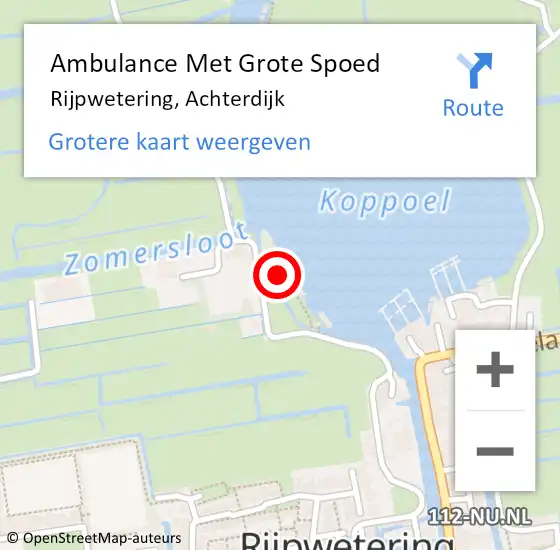 Locatie op kaart van de 112 melding: Ambulance Met Grote Spoed Naar Rijpwetering, Achterdijk op 3 september 2021 18:25