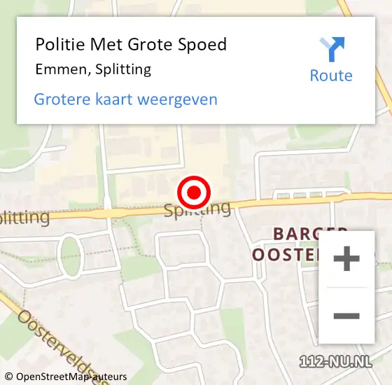 Locatie op kaart van de 112 melding: Politie Met Grote Spoed Naar Emmen, Splitting op 3 september 2021 18:25