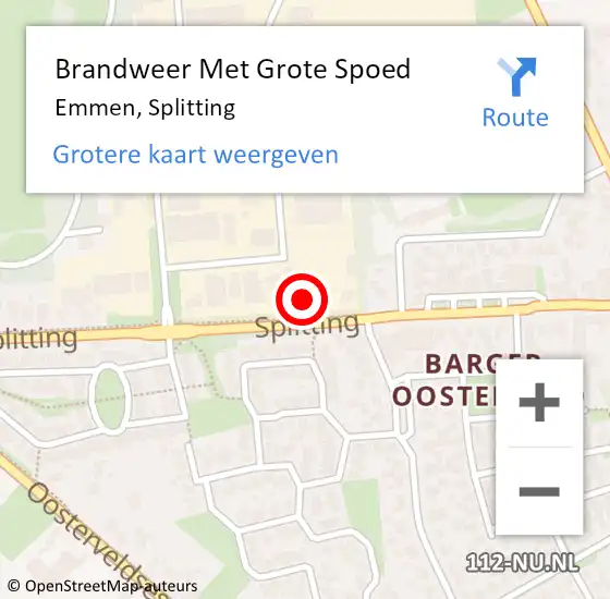 Locatie op kaart van de 112 melding: Brandweer Met Grote Spoed Naar Emmen, Splitting op 3 september 2021 18:26