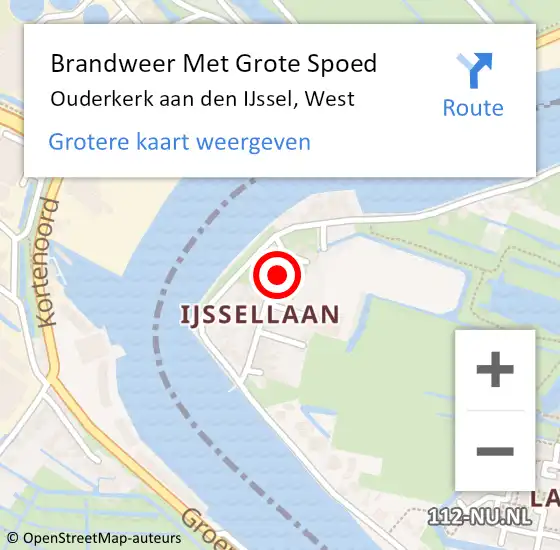 Locatie op kaart van de 112 melding: Brandweer Met Grote Spoed Naar Ouderkerk aan den IJssel, West op 21 juni 2014 18:11