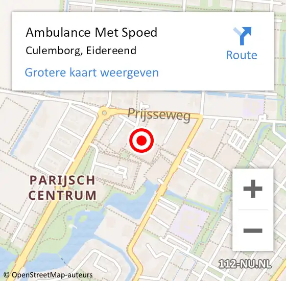 Locatie op kaart van de 112 melding: Ambulance Met Spoed Naar Culemborg, Eidereend op 3 september 2021 18:37