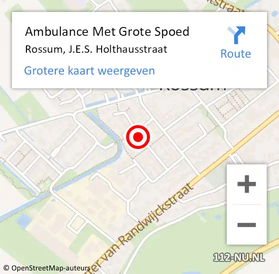 Locatie op kaart van de 112 melding: Ambulance Met Grote Spoed Naar Rossum, J.E.S. Holthausstraat op 3 september 2021 18:53