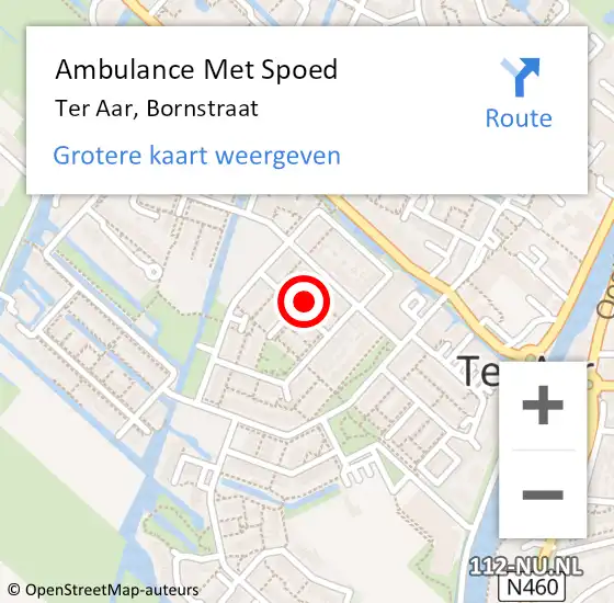 Locatie op kaart van de 112 melding: Ambulance Met Spoed Naar Ter Aar, Bornstraat op 3 september 2021 18:54