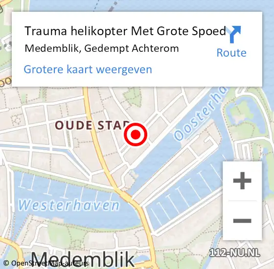 Locatie op kaart van de 112 melding: Trauma helikopter Met Grote Spoed Naar Medemblik, Gedempt Achterom op 3 september 2021 19:13