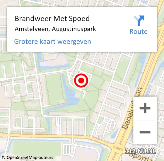 Locatie op kaart van de 112 melding: Brandweer Met Spoed Naar Amstelveen, Augustinuspark op 3 september 2021 19:36