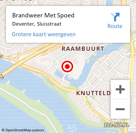 Locatie op kaart van de 112 melding: Brandweer Met Spoed Naar Deventer, Sluisstraat op 21 juni 2014 18:19