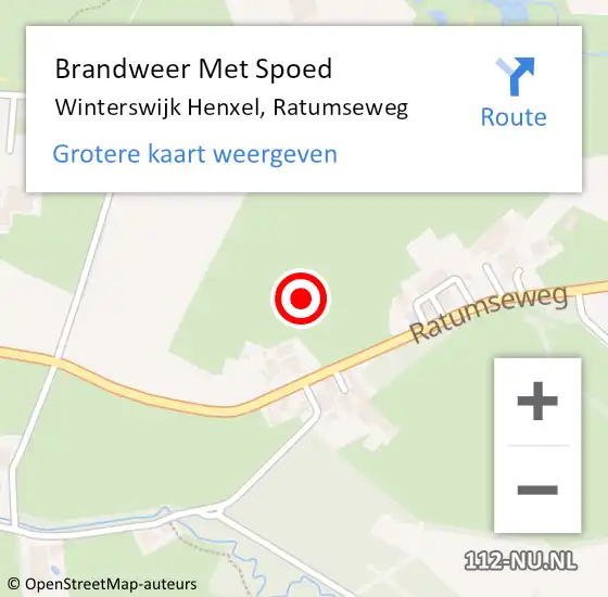 Locatie op kaart van de 112 melding: Brandweer Met Spoed Naar Winterswijk Henxel, Ratumseweg op 3 september 2021 19:46