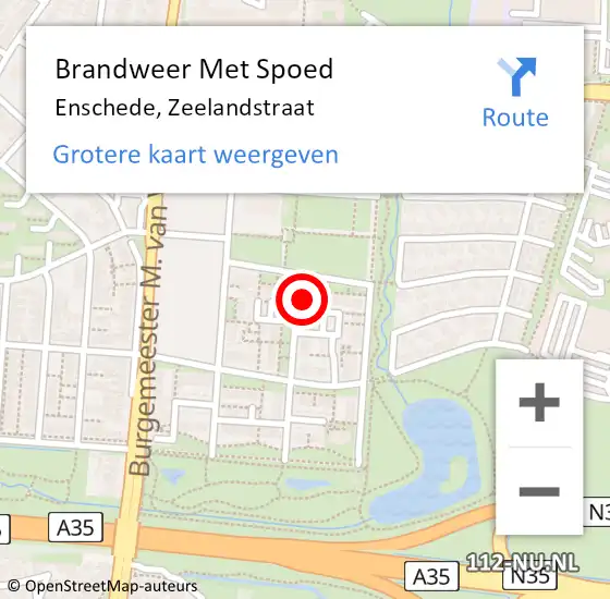 Locatie op kaart van de 112 melding: Brandweer Met Spoed Naar Enschede, Zeelandstraat op 3 september 2021 19:59