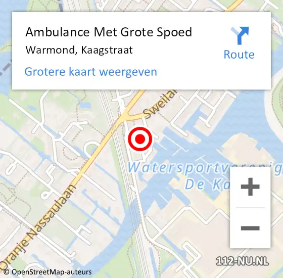 Locatie op kaart van de 112 melding: Ambulance Met Grote Spoed Naar Warmond, Kaagstraat op 3 september 2021 20:10