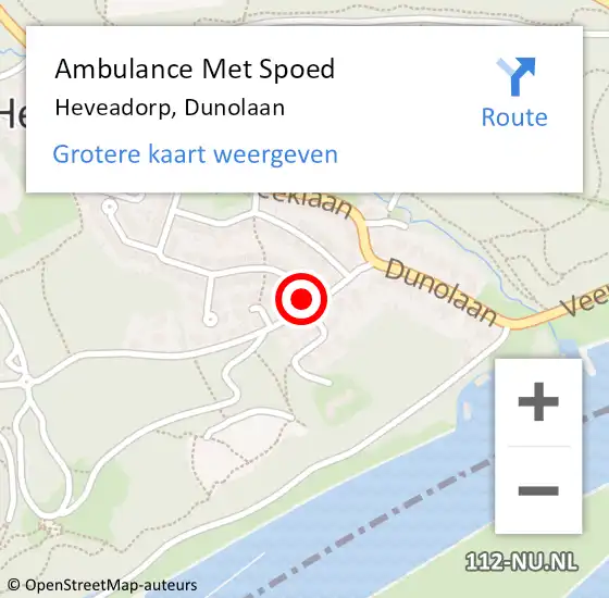 Locatie op kaart van de 112 melding: Ambulance Met Spoed Naar Heveadorp, Dunolaan op 3 september 2021 20:58