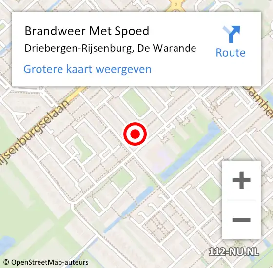 Locatie op kaart van de 112 melding: Brandweer Met Spoed Naar Driebergen-Rijsenburg, De Warande op 3 september 2021 21:08