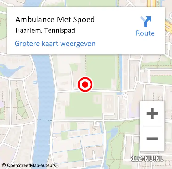 Locatie op kaart van de 112 melding: Ambulance Met Spoed Naar Haarlem, Tennispad op 3 september 2021 21:37