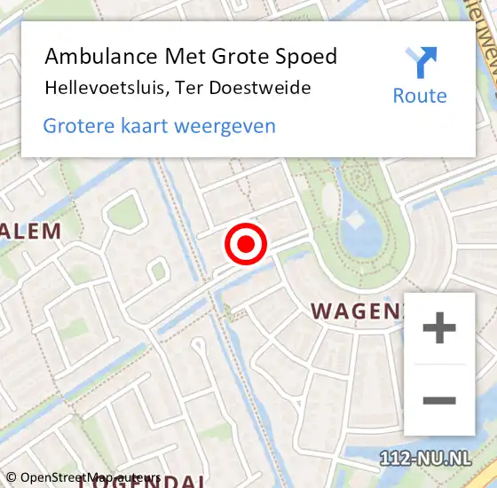 Locatie op kaart van de 112 melding: Ambulance Met Grote Spoed Naar Hellevoetsluis, Ter Doestweide op 3 september 2021 21:37