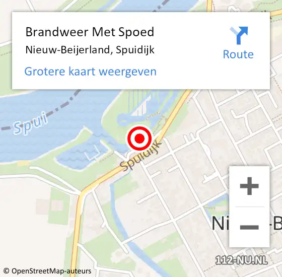 Locatie op kaart van de 112 melding: Brandweer Met Spoed Naar Nieuw-Beijerland, Spuidijk op 3 september 2021 21:39