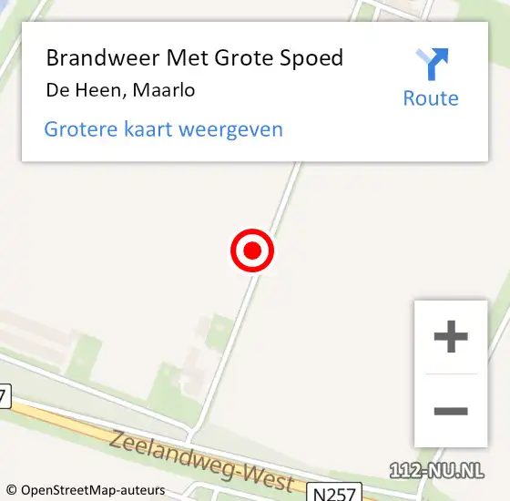 Locatie op kaart van de 112 melding: Brandweer Met Grote Spoed Naar De Heen, Maarlo op 3 september 2021 21:52