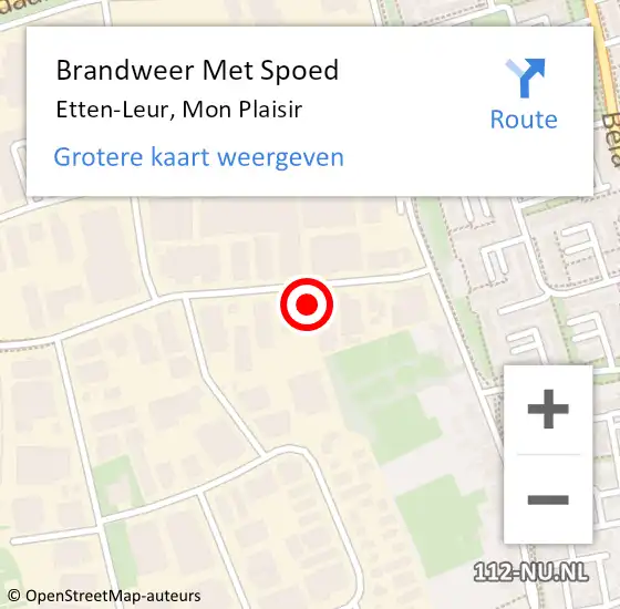 Locatie op kaart van de 112 melding: Brandweer Met Spoed Naar Etten-Leur, Mon Plaisir op 3 september 2021 22:23