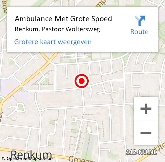 Locatie op kaart van de 112 melding: Ambulance Met Grote Spoed Naar Renkum, Pastoor Woltersweg op 3 september 2021 23:11