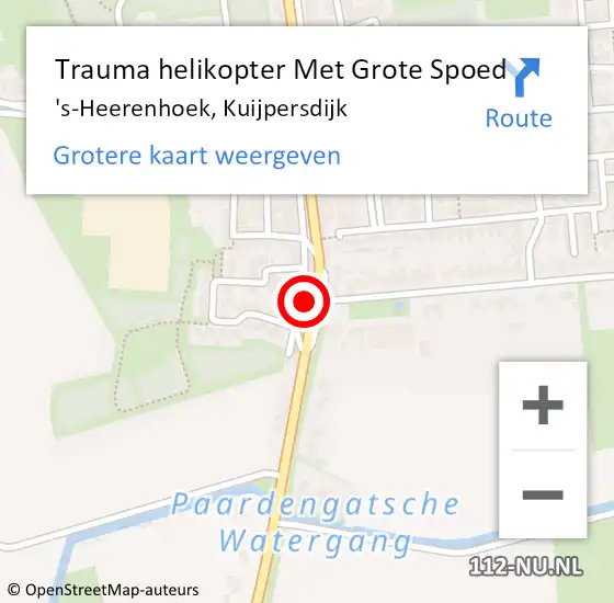 Locatie op kaart van de 112 melding: Trauma helikopter Met Grote Spoed Naar 's-Heerenhoek, Kuijpersdijk op 3 september 2021 23:17