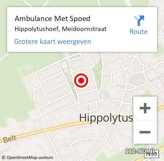 Locatie op kaart van de 112 melding: Ambulance Met Spoed Naar Hippolytushoef, Meidoornstraat op 3 september 2021 23:23