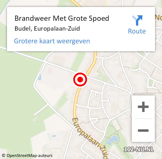 Locatie op kaart van de 112 melding: Brandweer Met Grote Spoed Naar Budel, Europalaan-Zuid op 3 september 2021 23:33