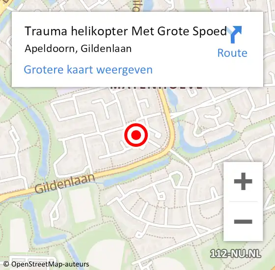 Locatie op kaart van de 112 melding: Trauma helikopter Met Grote Spoed Naar Apeldoorn, Gildenlaan op 3 september 2021 23:43