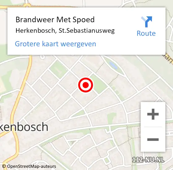 Locatie op kaart van de 112 melding: Brandweer Met Spoed Naar Herkenbosch, St.Sebastianusweg op 4 september 2021 00:05