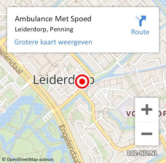 Locatie op kaart van de 112 melding: Ambulance Met Spoed Naar Leiderdorp, Penning op 4 september 2021 00:29