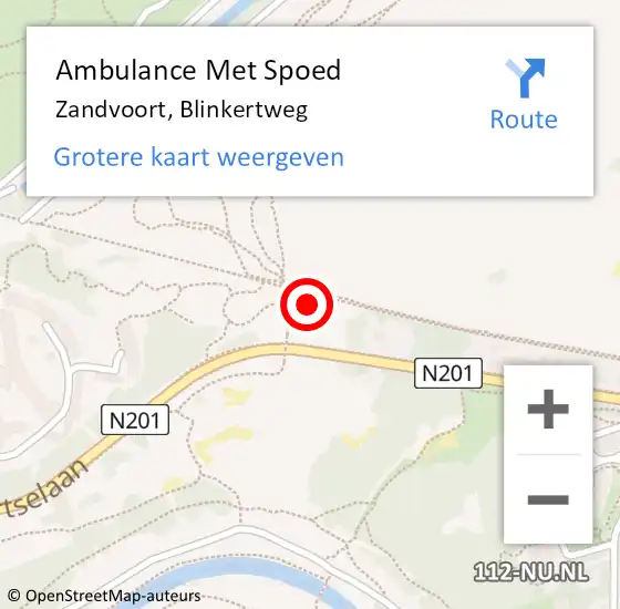 Locatie op kaart van de 112 melding: Ambulance Met Spoed Naar Zandvoort, Blinkertweg op 4 september 2021 00:51