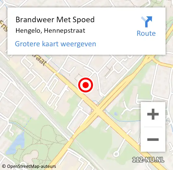 Locatie op kaart van de 112 melding: Brandweer Met Spoed Naar Hengelo, Hennepstraat op 4 september 2021 01:09