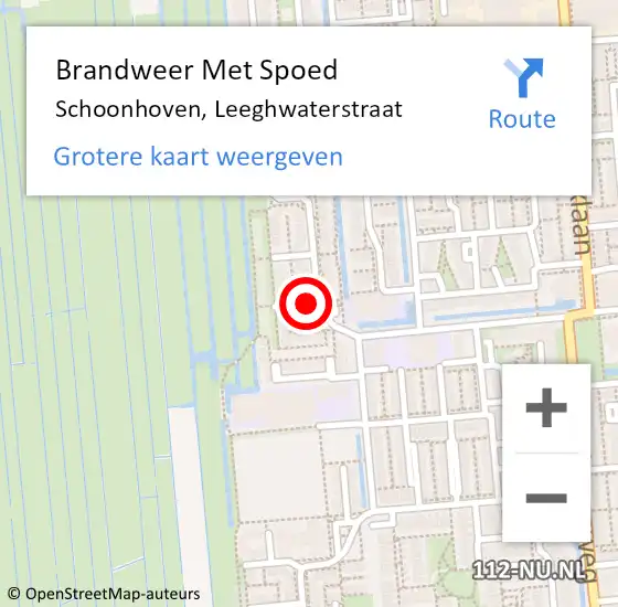 Locatie op kaart van de 112 melding: Brandweer Met Spoed Naar Schoonhoven, Leeghwaterstraat op 4 september 2021 01:24